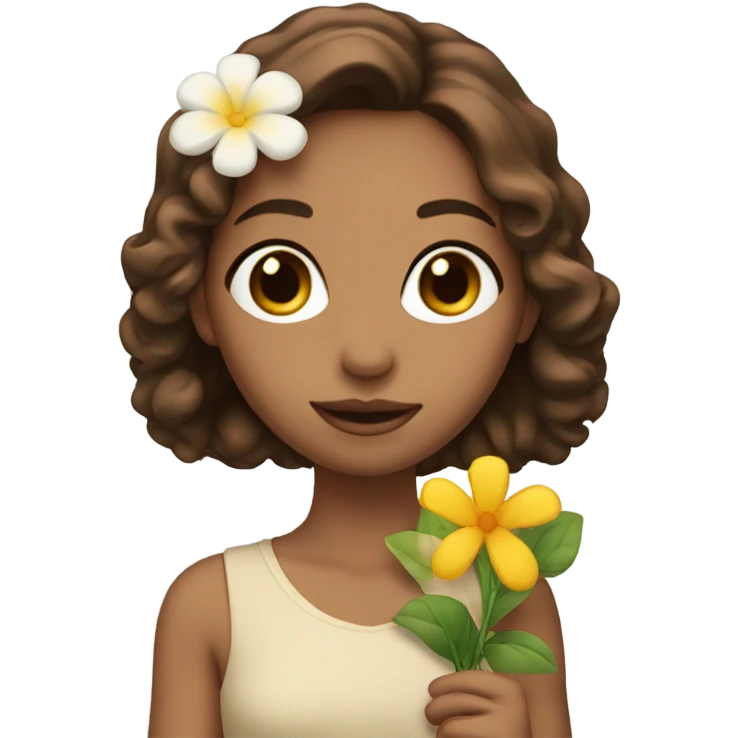 Brown hair model flower  emoji
