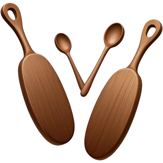 Two wooden spoons clashing together rhythmically, just like in traditional folk dance performances. The motion captures the lively energy of cultural dance and music emoji