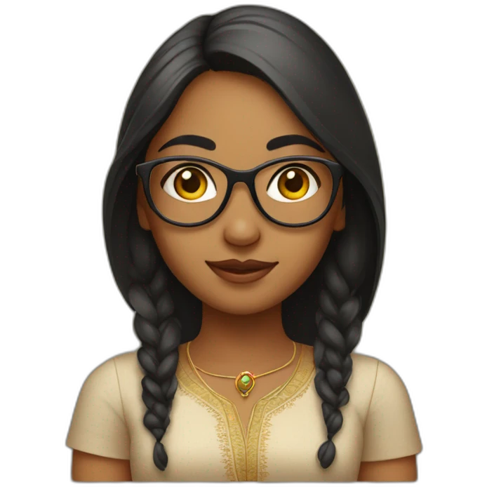 Indian girl with bindi and glasses emoji