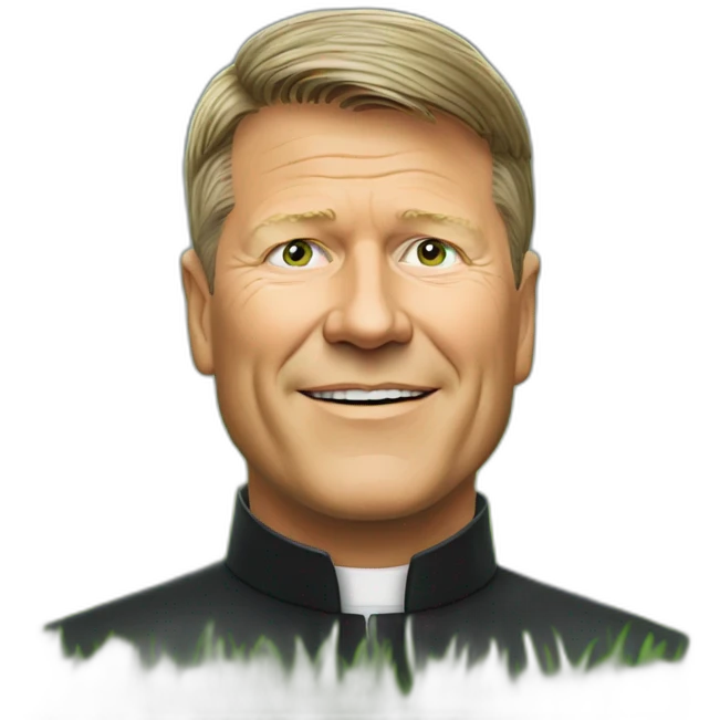 klaus iohannis coming towards a green field while rainbows are flying above the ground emoji