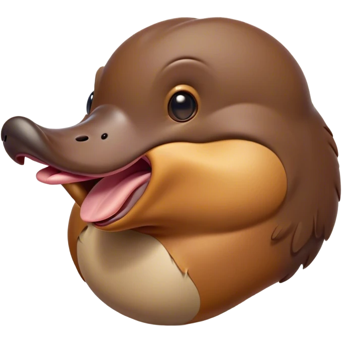 Cinematic Cute Yawning Platypus Portrait Emoji, Head tilted slightly with a dramatic, wide-open yawn, showcasing a soft, textured brown fur with a relaxed duckbill and droopy eyes in drowsy contentment, Simplified yet irresistibly adorable features, highly detailed, glowing with a soft, cozy glow, high shine, relaxed yet expressive, stylized with a touch of quirky charm, bright and endearing, soft glowing outline, capturing the essence of a sleepy yet affectionate platypus, so drowsy it feels like it could float out of the screen and curl up for a nap! emoji