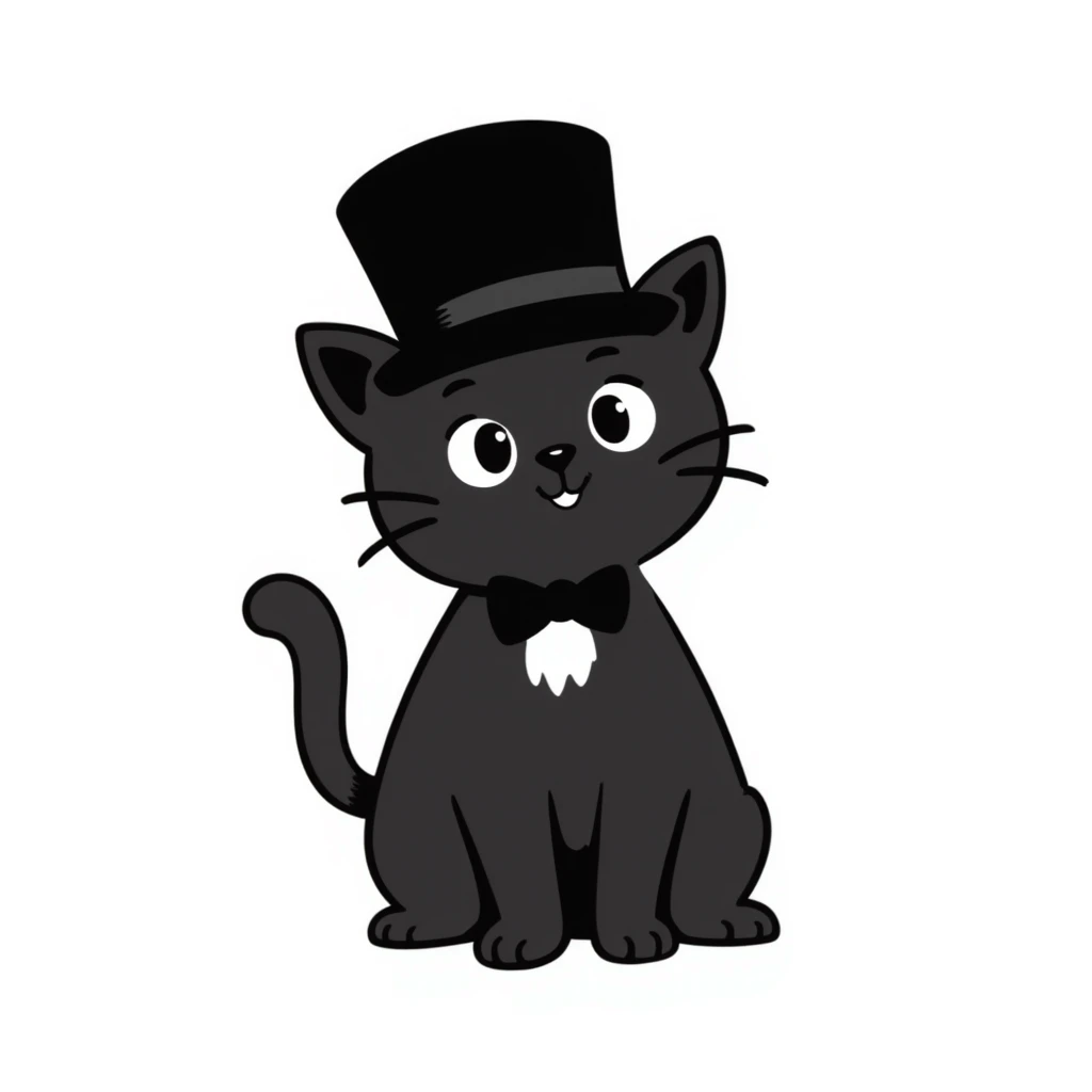cute cat wearing a formal black top hat emoji