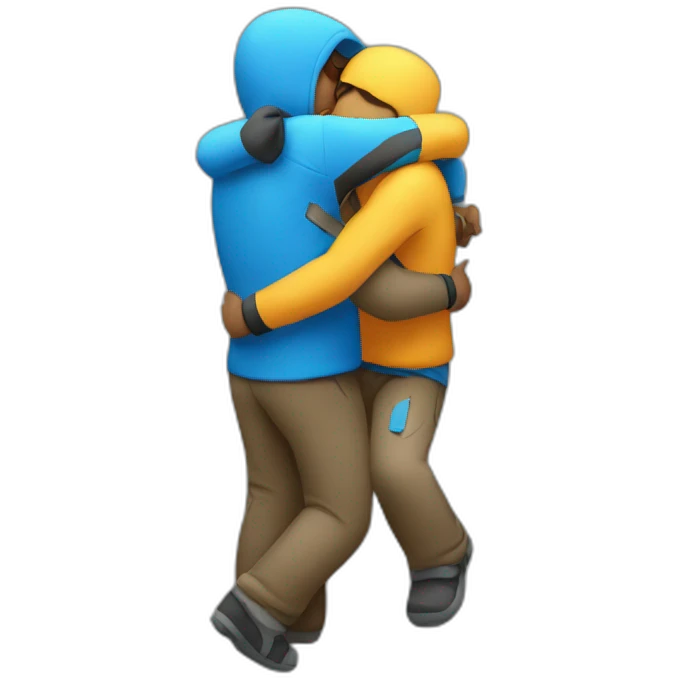 Climbers hugging emoji