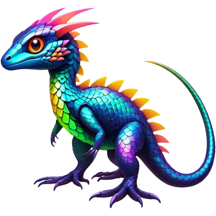 Tropical futuristic lush warm-colored modern colorful neon-colored Fakémon-Trico-creature emoji
