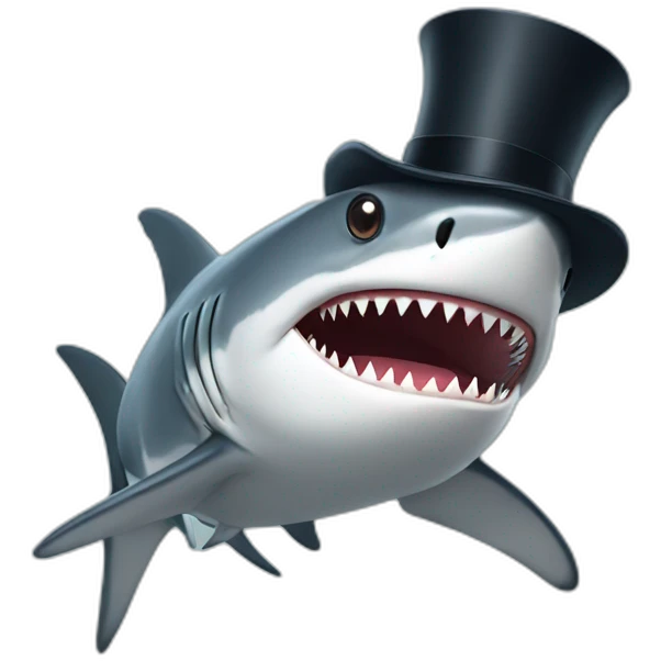 Shark with a top hat emoji