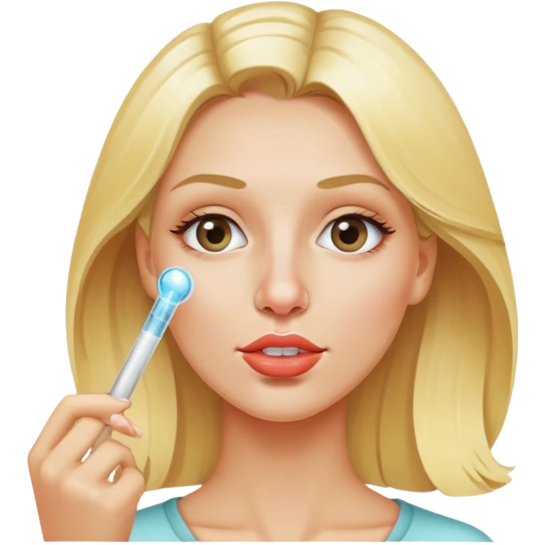 blonde woman glass stick coming out of nose emoji