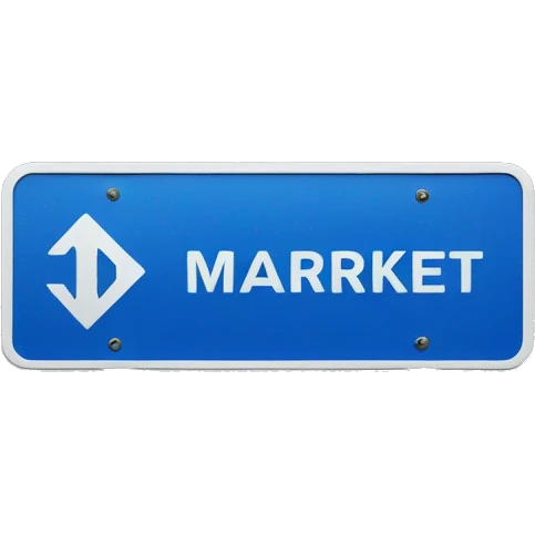 Street sign that says market in blue emoji