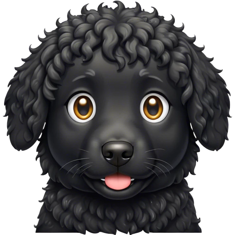 Black dog with curly hair emoji