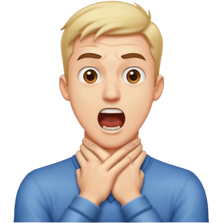 Guy screaming with hands crossed on neck emoji