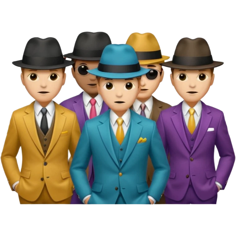 Retro Mobster with different colored suits and hats emoji