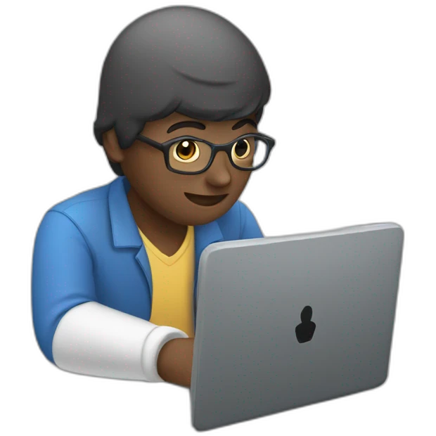 SMM specialist typing on laptop emoji