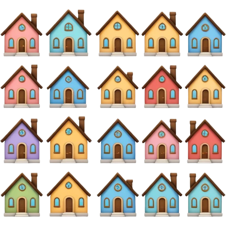 design 20 different emojies of houses, everything from small houses to giant mansions emoji