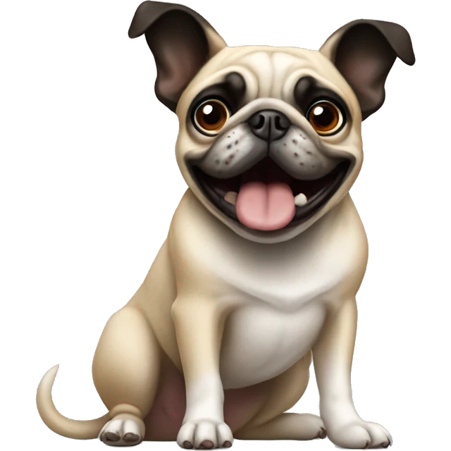 Pug barking at a Boston terrier emoji