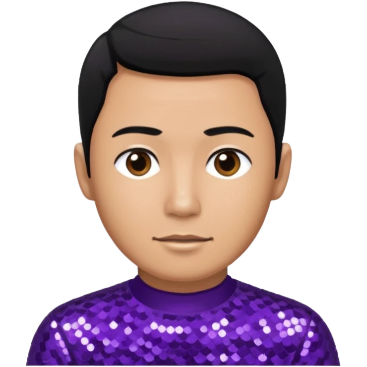 Jeff Fatt from The Wiggles with black hair, purple sequin skivvy shirt emoji