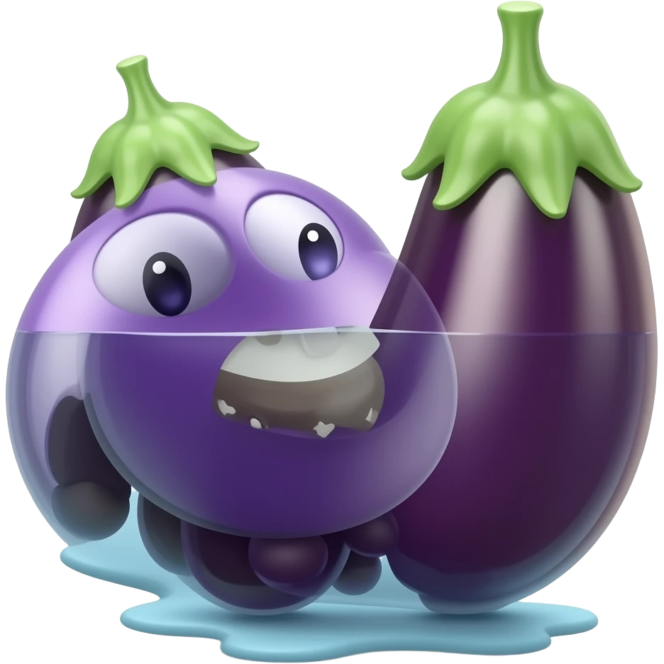 An Eggplant docking with an eggplant at the base emoji
