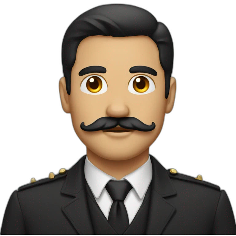 man with hot eye and handlebar mustache black hair emoji