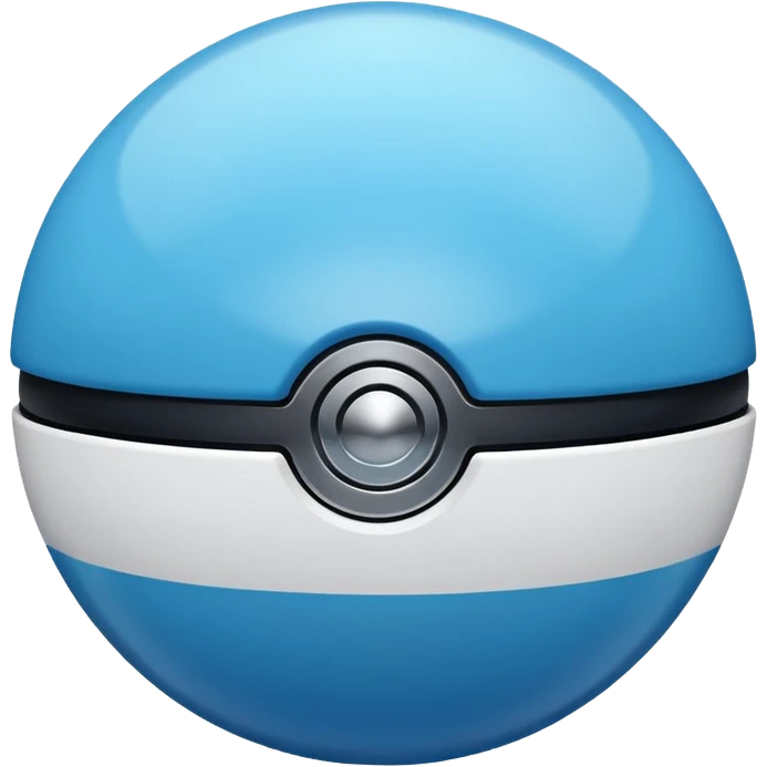 vibrant blue pokeball emoji with a black stripe and highlights emoji