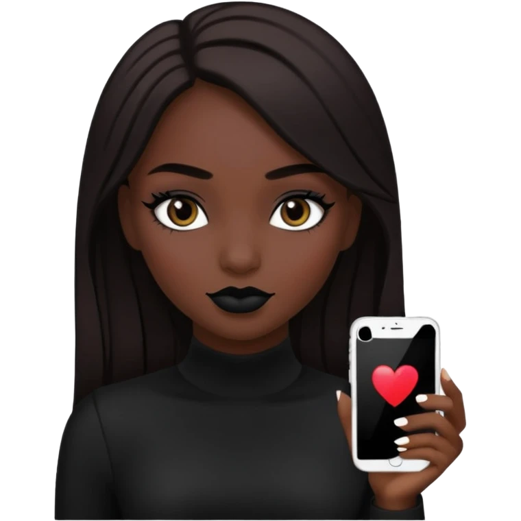 White girl, black makeup, black outfit emoji