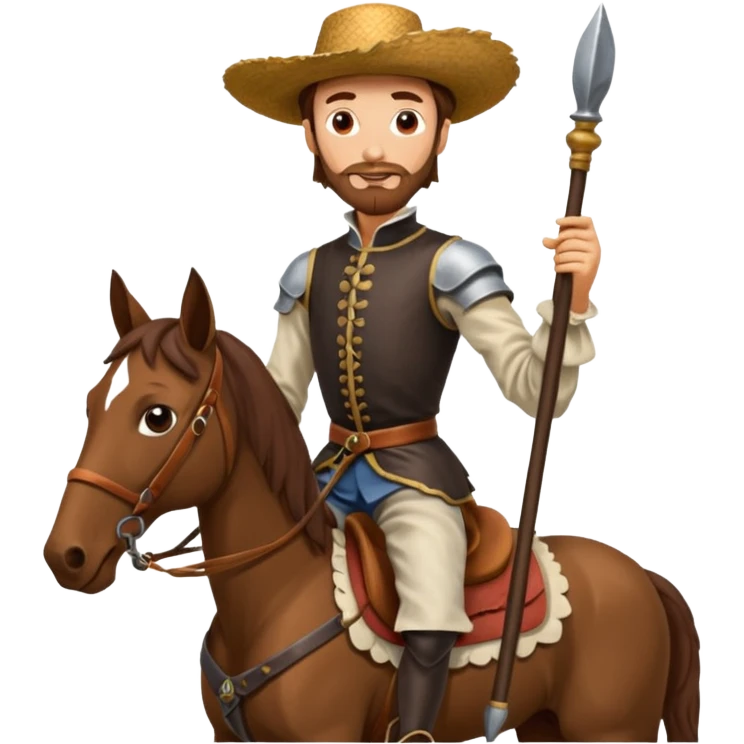 funny Don Quixote on his horse Rocinante emoji