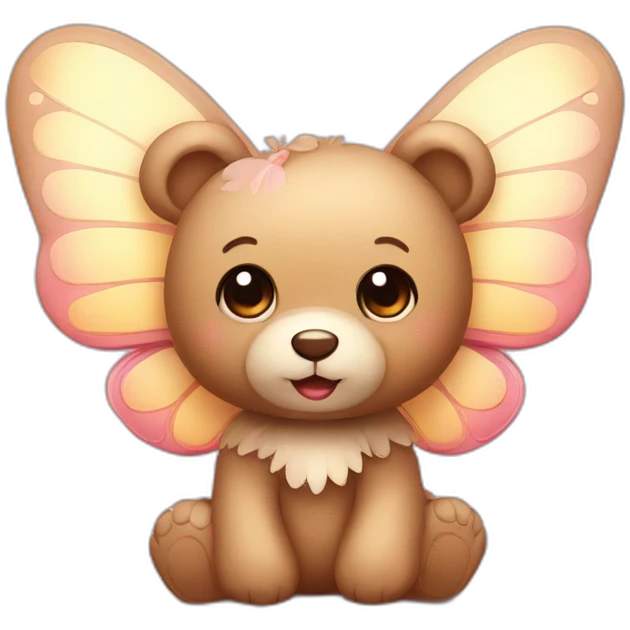 Cute teddy bear with big butterfly wings emoji