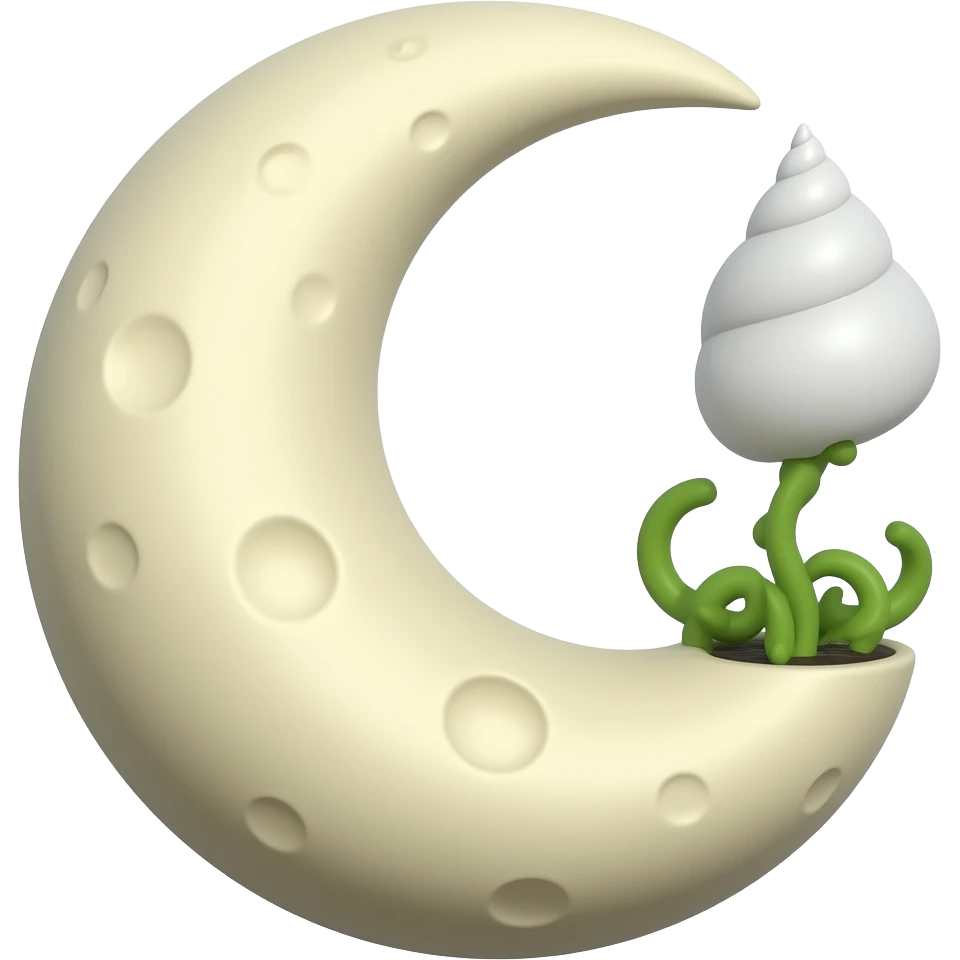 3. Moon & Spiral Symbol: Crescent moon with a tight spiral growing from its base like a shell. Meaning: Inner journey, cycles, and unfolding wisdom. emoji
