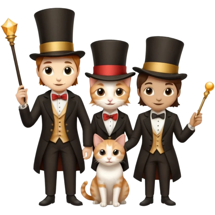 magician couple and their pet cat emoji