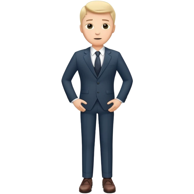 white man in suit and shoes, with hands on his hips emoji
