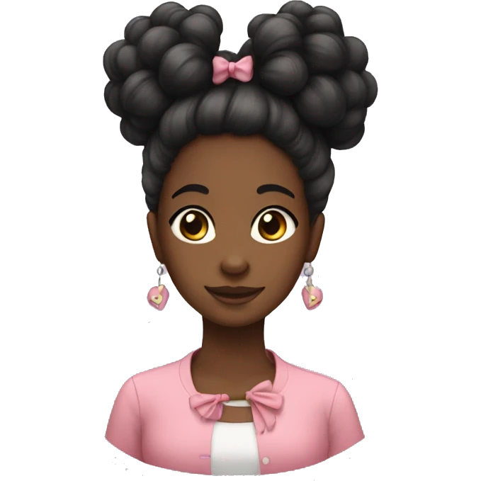 Black girl with poofs with bows in her hair emoji