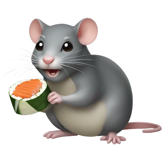 A little rat eating sushi roll emoji