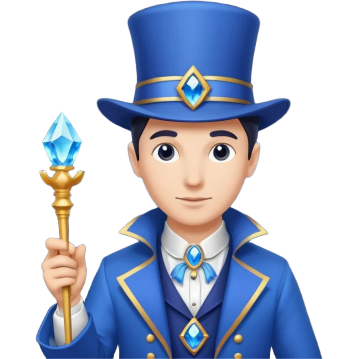 blue colored magician with zepter and blue gem on it emoji