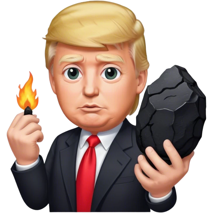 Trump holds coal in his hands emoji