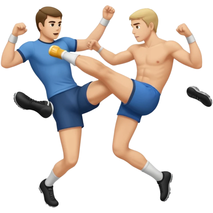 Man kicking men between the legs emoji