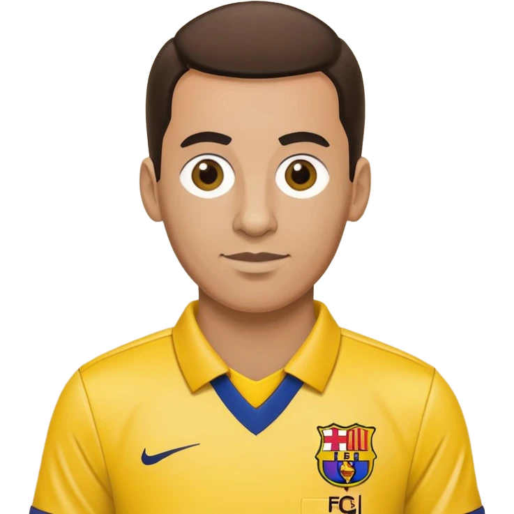 Un árbitro con equipaje amarillo y con el escudo del Barcelona emoji