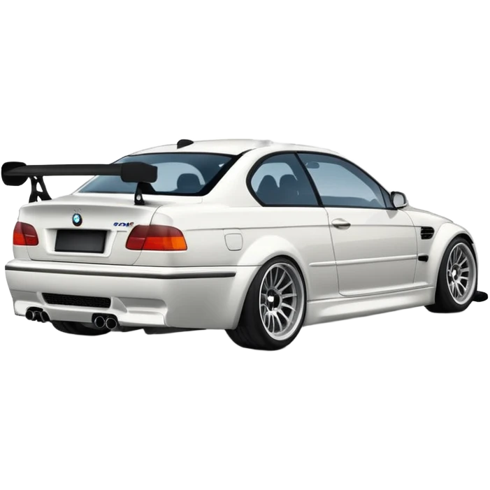 bmw m3 e46  drifting, smoke is coming from the rear, and it's visible from behind. emoji