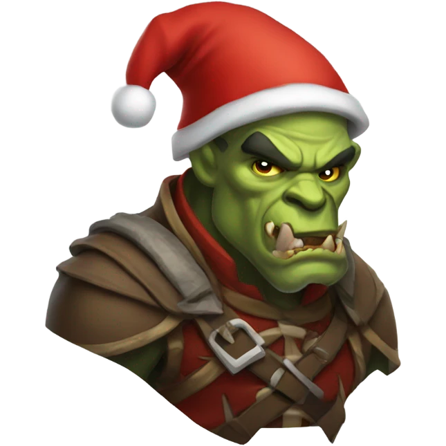 Fierce Orc ranger wearing santa hat emoji