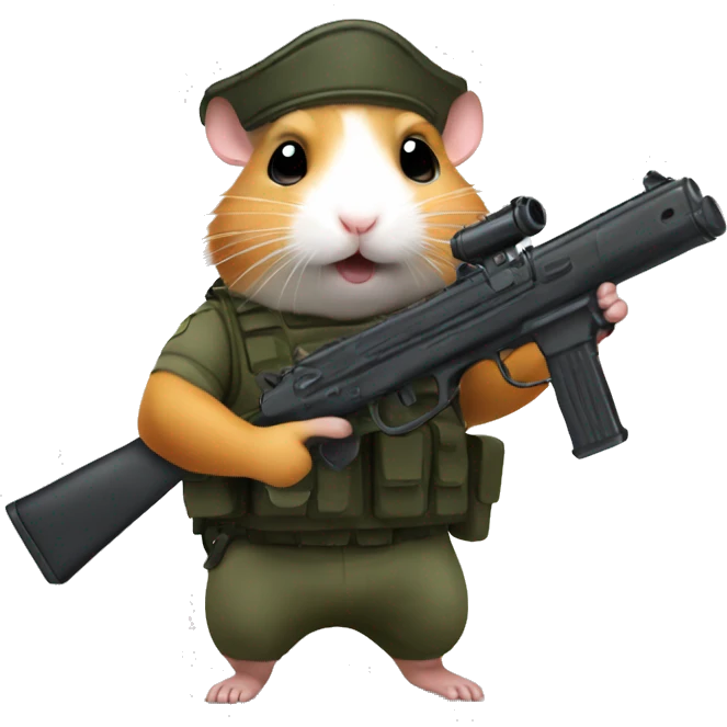 hamster combat soilder with gun emoji
