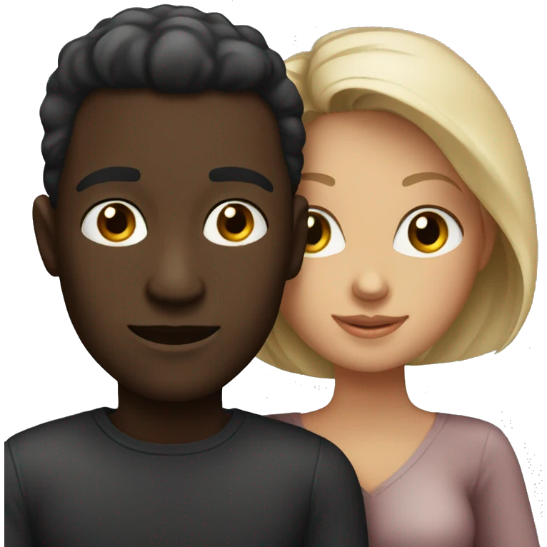 White man with a dark skin woman in love  emoji