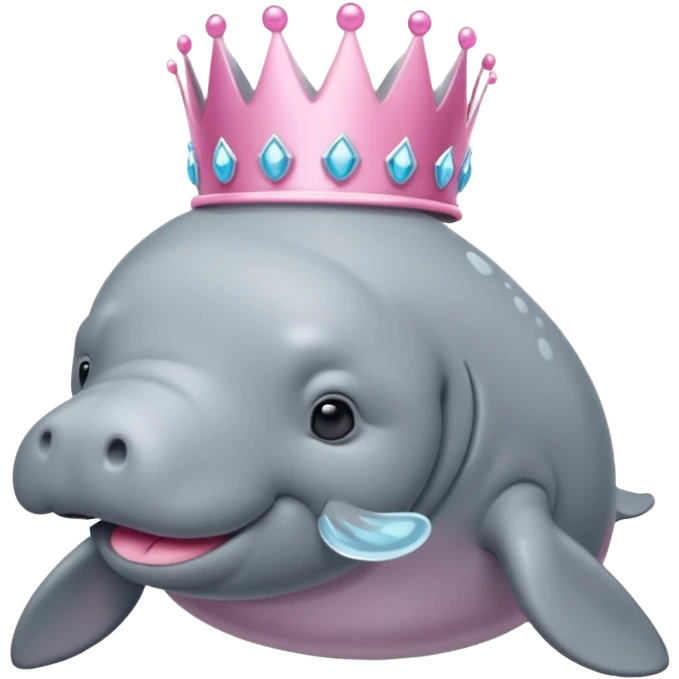 a manatee with a pink princess tiara emoji