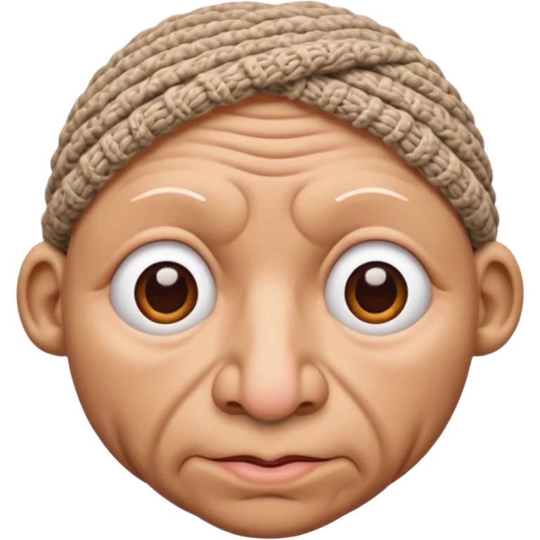 full face with nose, eyes, lips etc. look like knitted emoji