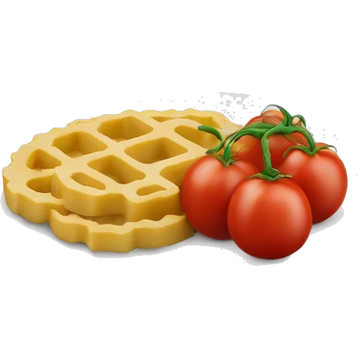 un plato de macarrones con tomate emoji