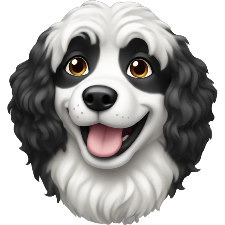 Black and white dog with wavy fur emoji