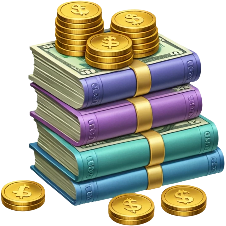 It's an image of money such as coins and bills, but there's only one or two neatly emoji