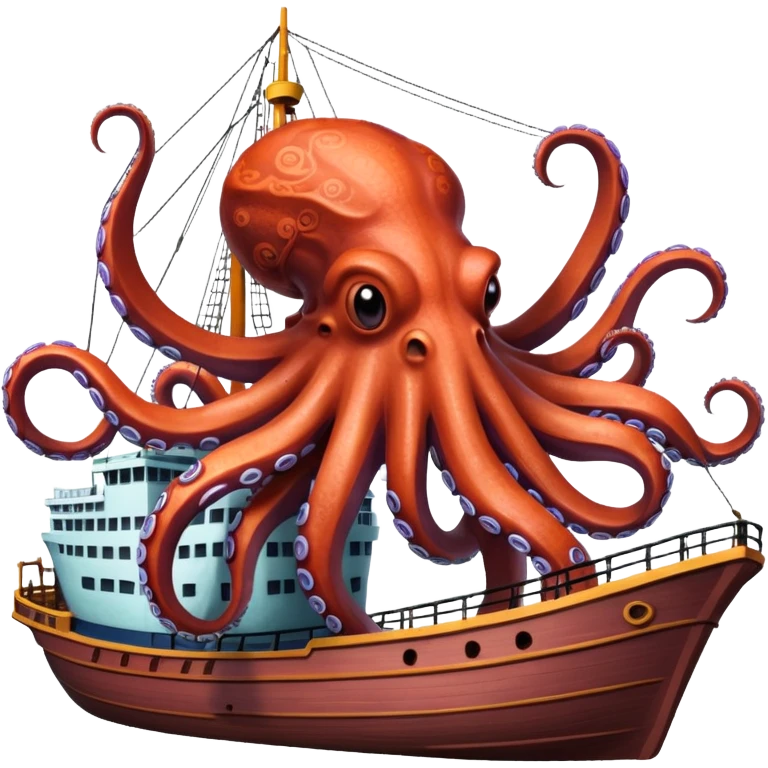 Kraken – Giant octopus with tentacles wrapping a ship emoji