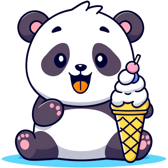 Panda eating ice cream emoji