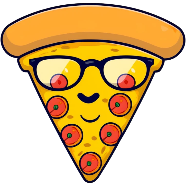 pizza caricature with large funny glasses emoji