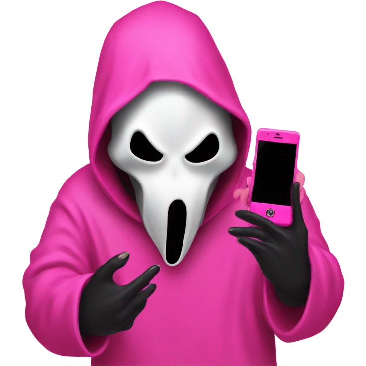 ghost face from scream on a pink phone  emoji