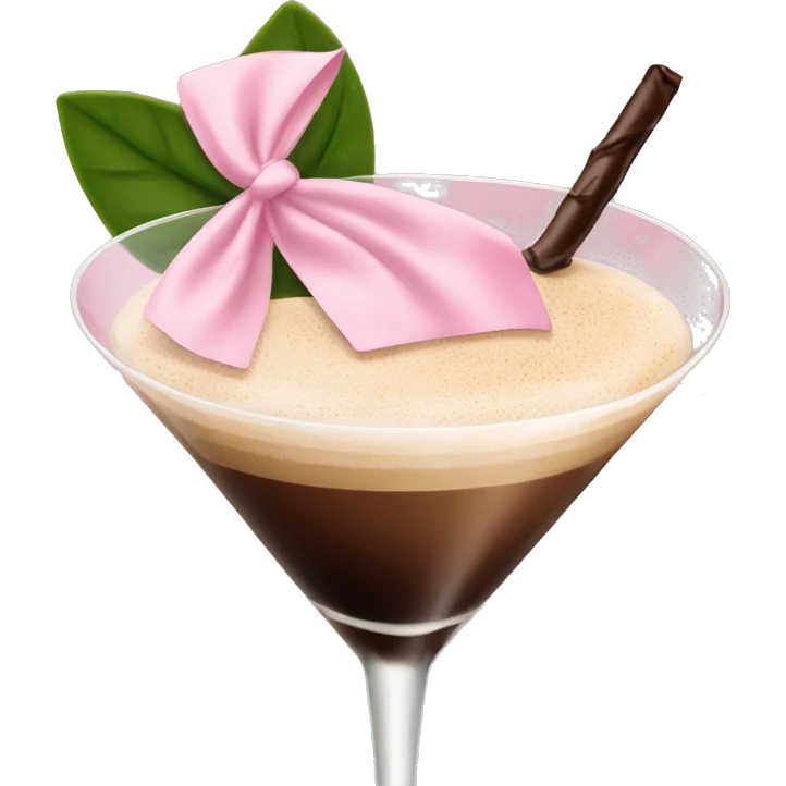 Espresso martini with light pink bow on stem emoji