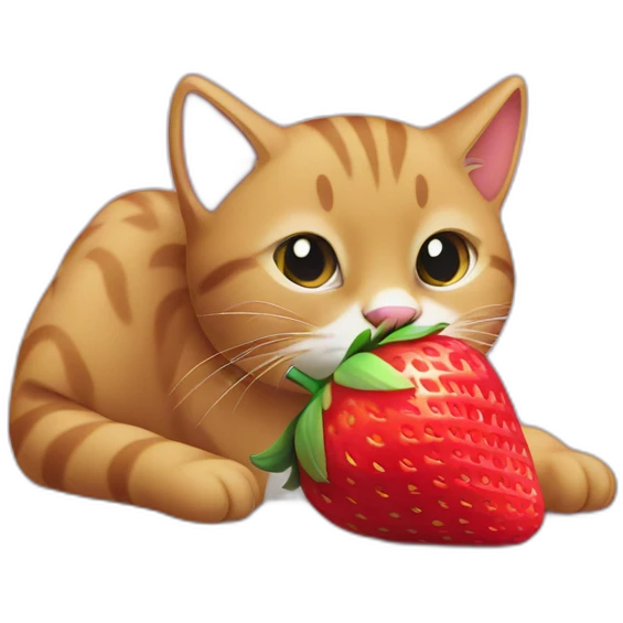 Cat eating strawberry emoji