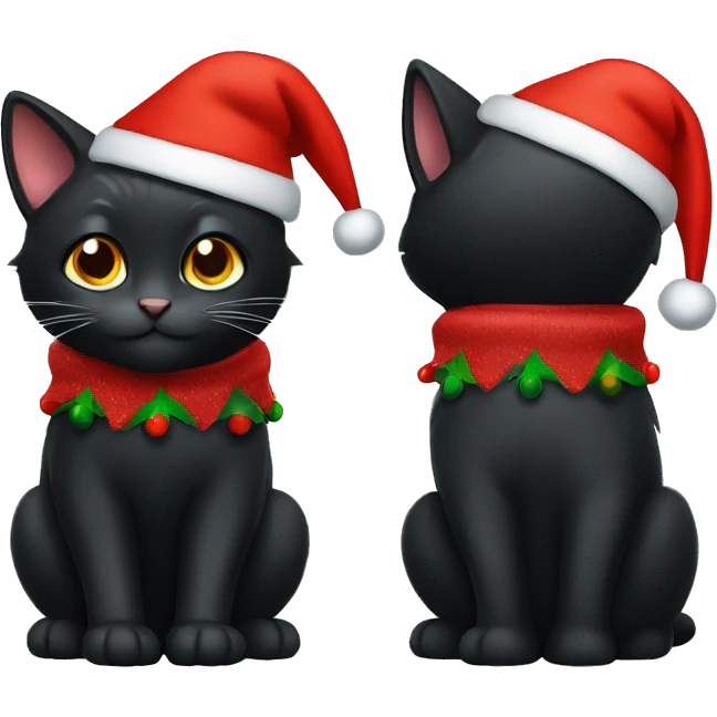 Black cat with Christmas hat emoji