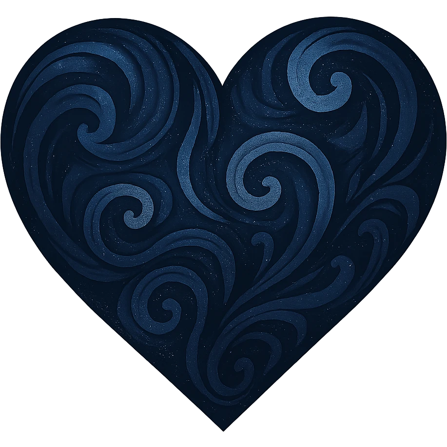 heart with a swirling midnight pattern, digital illustration emoji
